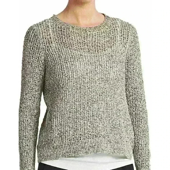 Women's Eileen Fisher Speckled Grey Cotton Crewneck Sweater $248 - Picture 2 of 10